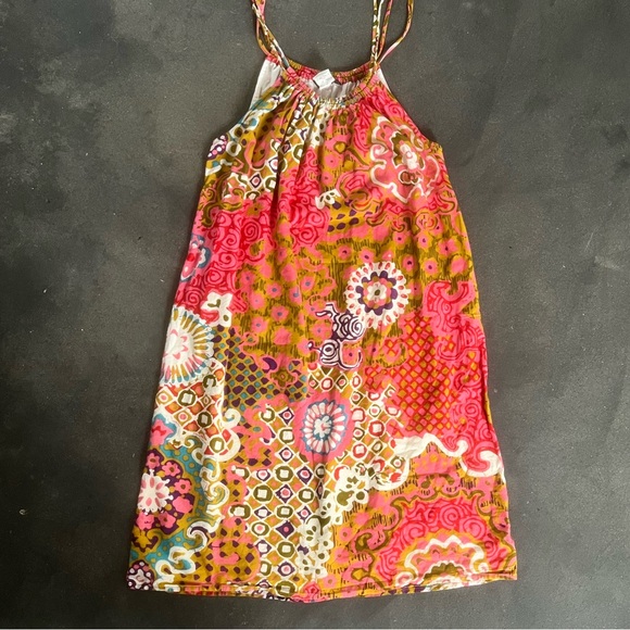 J.Crew mini dress mod sixties style floral artsy colorful halter style neckline - Picture 2 of 7